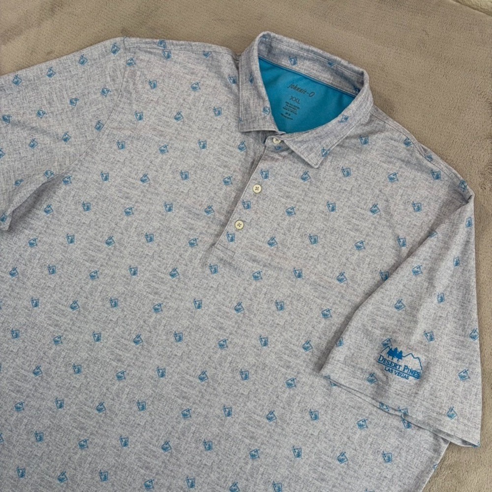 Johnnie O x Desert Pines Golf Club LV Performance Polo Shirt Men 2XL Grey NWOT